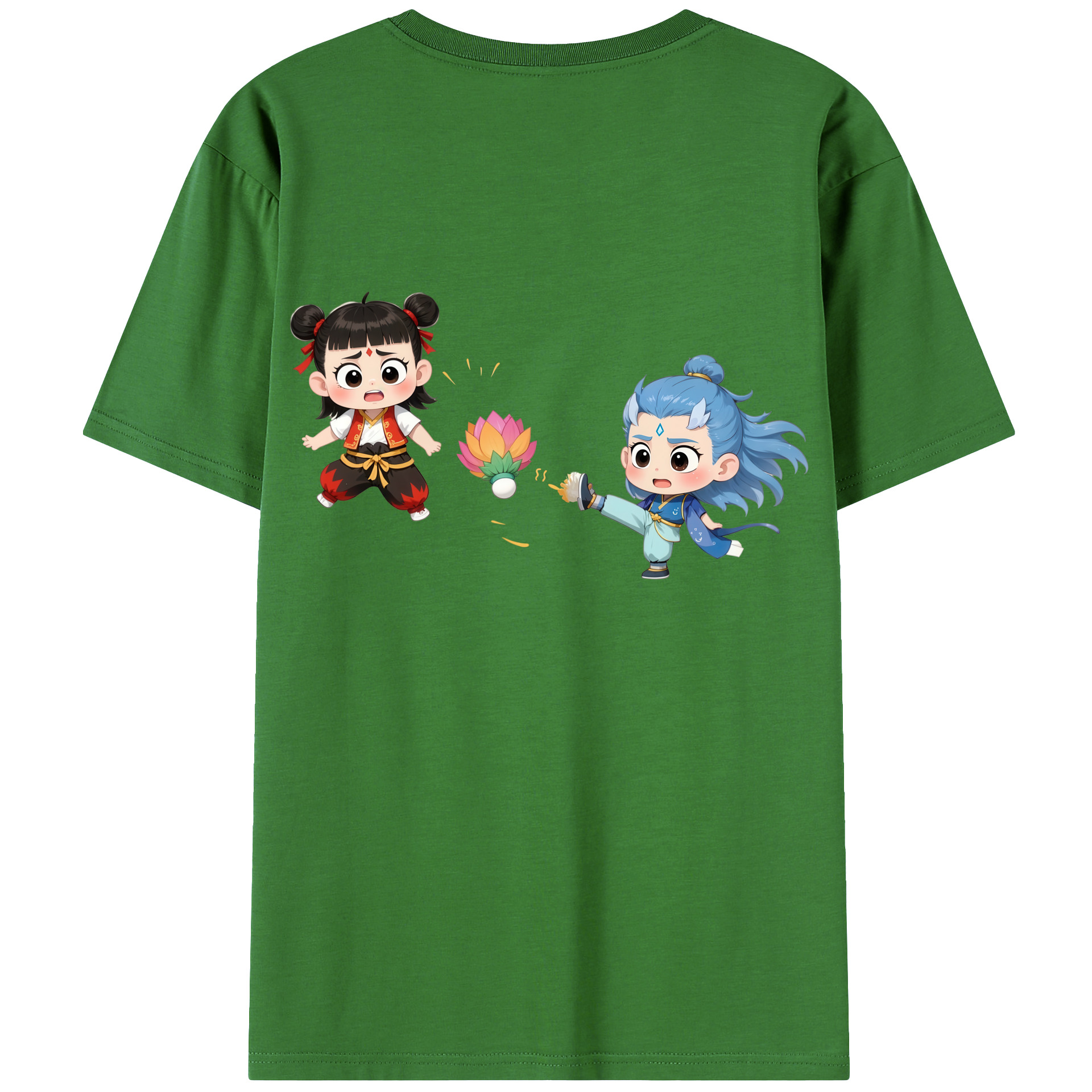 （画像用） Ne Zha 2 ナタ 魔童の大暴れ レディース半袖Tシャツ(バックプリント)